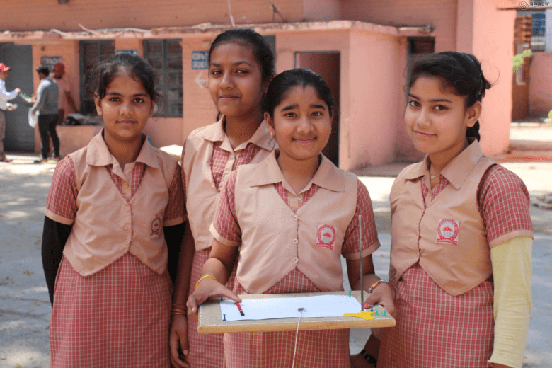 Students with the setup of Project Paridhi
